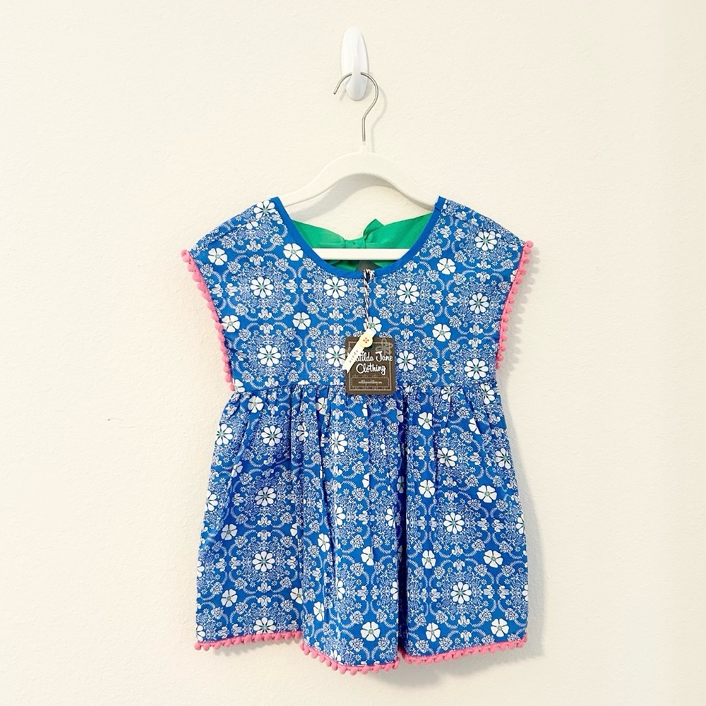 NWT Matilda Jane Simply Symmetry Tunic Top Floral Medallion Blue Pink, Girls 6